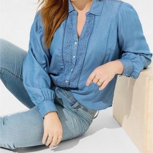 Torrid Blue Button Down Shirt